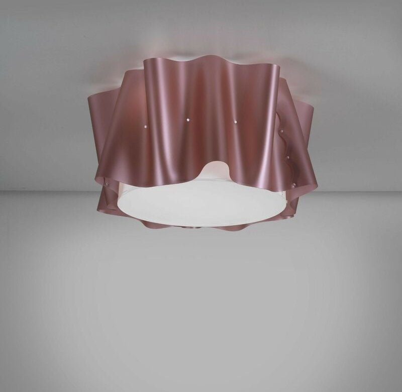 3 Lichter Rosa Metall Deckenlampe Cm. 60 x 32 Std