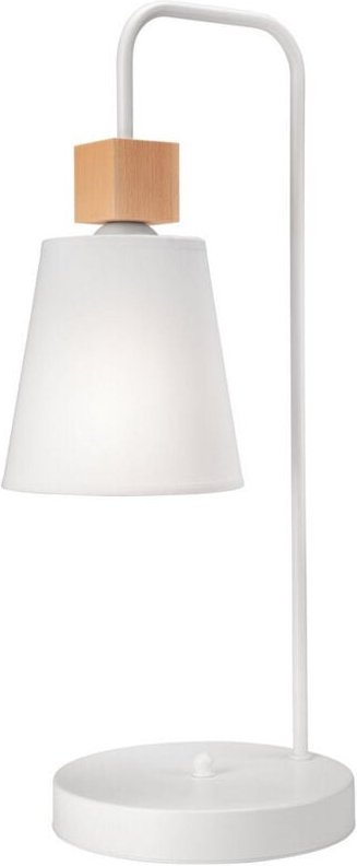 Lamkur Enrico Schreibtischlampe mit Stoffschirm, weiß, 1x E27