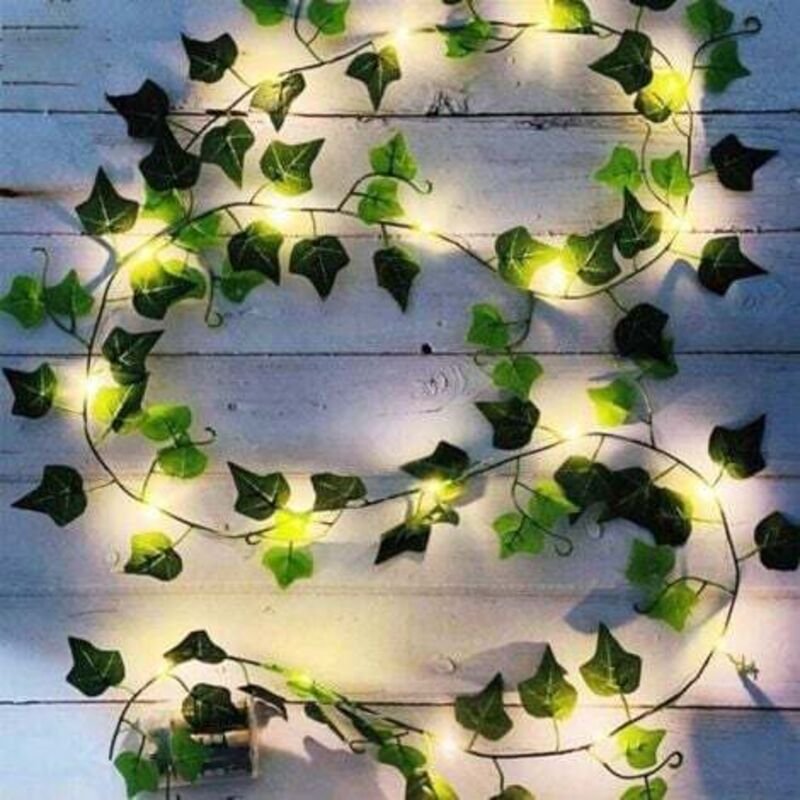 1 Stück 5M Blatt-Lichterkette, künstliche Pflanzen mit 50 LEDs und grünen Blättern, LED-Lichterkette für Garten, Hof, Ha...