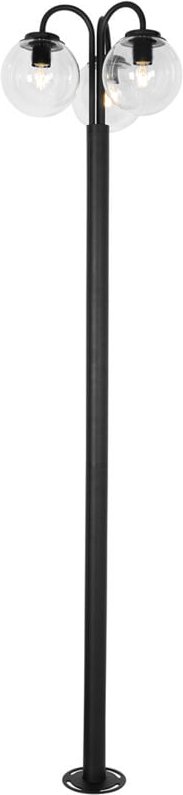 Qazqa - Laterne schwarz mit Klarglas 200 cm 3-flammig IP44 - Sfera