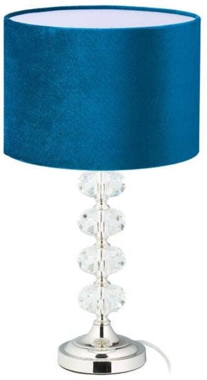 Tischlampe in kristall und samtblau 88