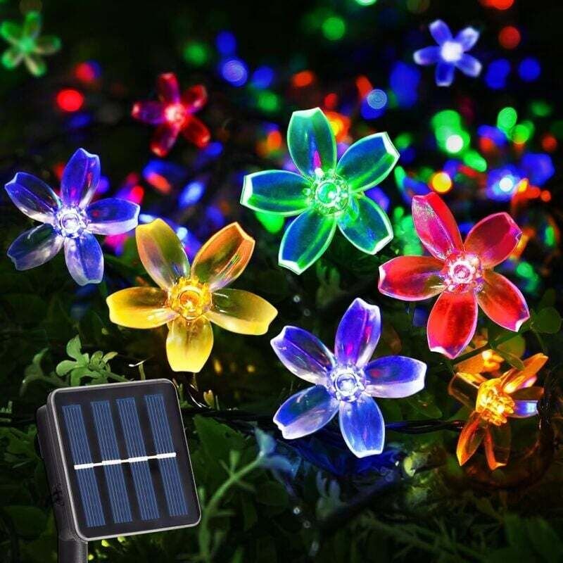 Lichterketten für den Außenbereich, 12 m, 100 LEDs, 8 Modi, Solar-Kirschblüten-Lichterketten für Hochzeiten im Freien, G...