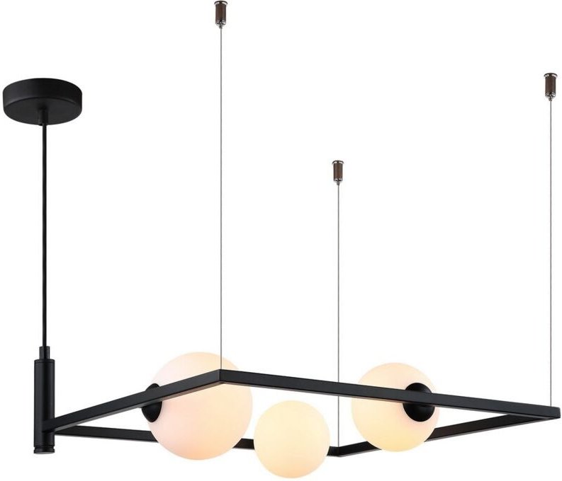 Italux Gareth - Moderner hängender Anhänger Schwarzes 3 Licht mit weißem Schatten, G9