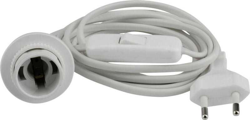 Eurozuleitung mit montierter Lampenfassung e 14, weiß Fassungen