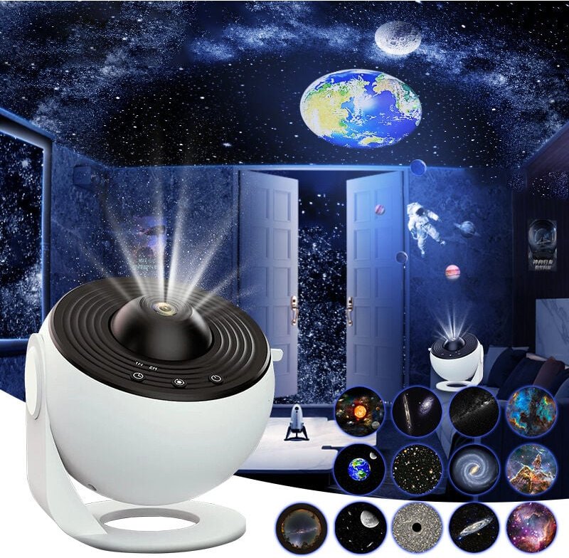 Sternenhimmel Deckenprojektor 13-in-1 rotierender Planetarium-Projektor 360° Nachtlicht mit Sonnensystem, Mond, Nebel, G...