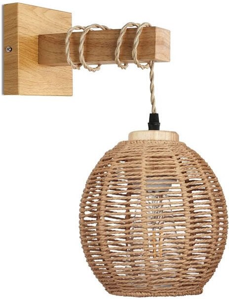 Vintage Laterne Innenwandlampe, Hanfseil Metall Wandleuchte E26/E27 für Schlafzimmer Wohnzimmer Nachttisch Innenbeleucht...