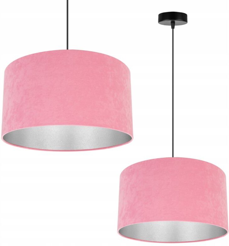 Hängelampe, Deckenleuchter, Chrom, Samtlampenschirm