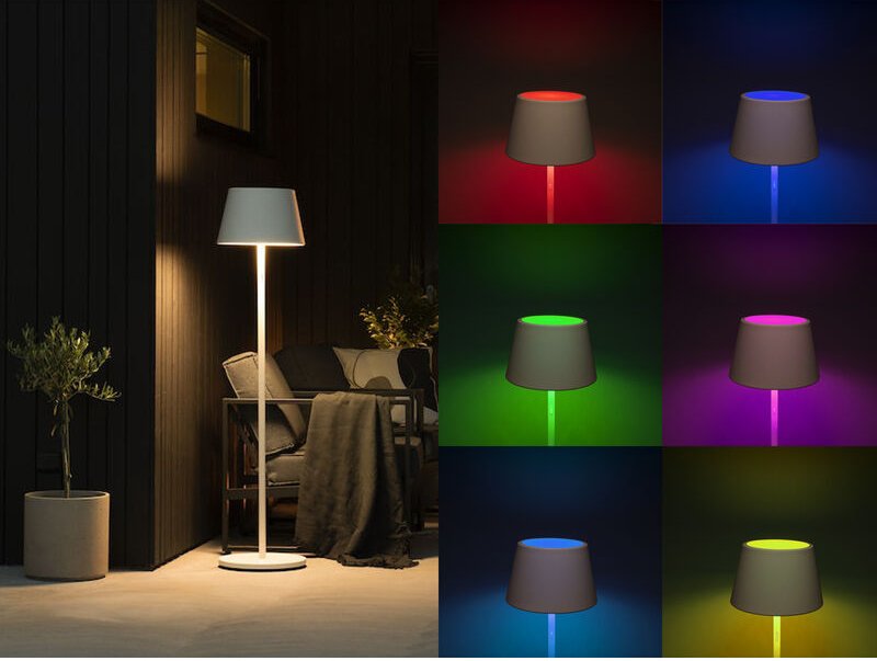Konstsmide Lighting - 4in1 Akku Outdoor Stehleuchte pomezia mit rgb Farbwechsel, Weiß, H:150cm