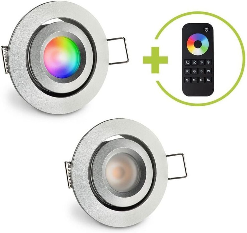 Einbaustrahler Mini schwenkbar Matera 3W RGBW IP44 - Farbe: silber - Anzahl: 2x