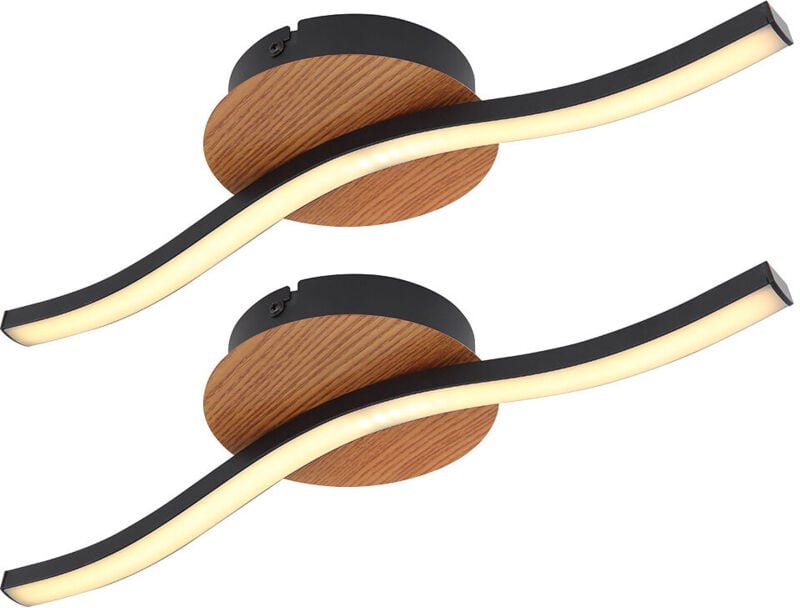 Deckenleuchte Wohnzimmerlampe LED Holz Deckenlampe schwarz Deckenlampe Schlafzimmer, Metall Acryl ,1x LED 6W 500Lm 3000K...