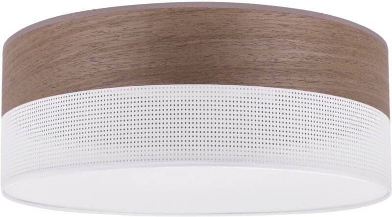 Holz Plexiglas Deckenleuchte Weiss 40cm Nussbaum