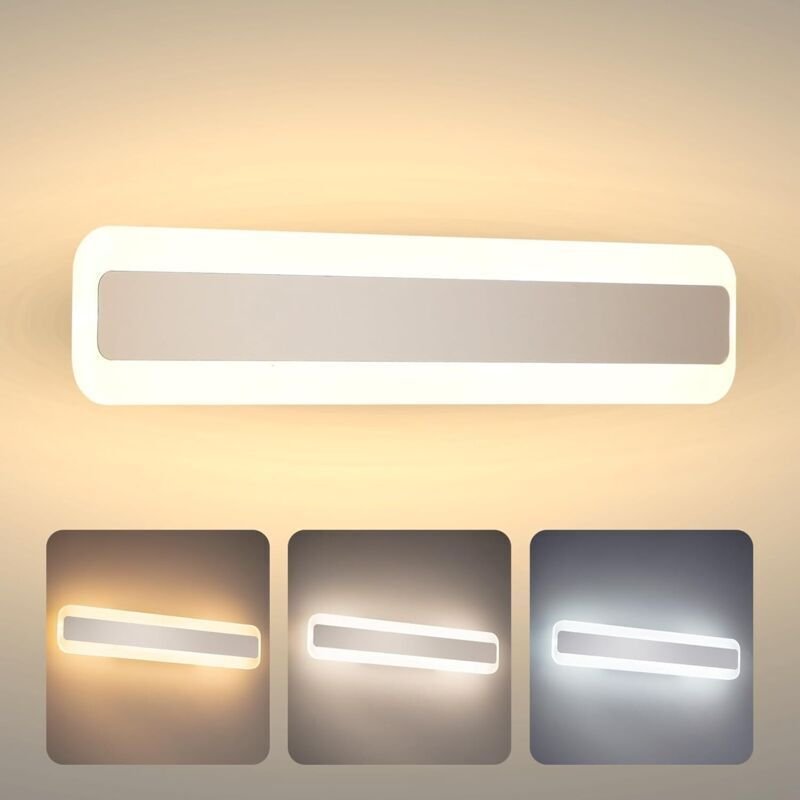 15-W-Badezimmerspiegelleuchte, 40 cm, 1050 lm, 230 V, 3 einstellbare Helligkeitsstufen: Warmweiß (3000 K), Neutralweiß (...
