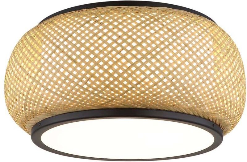 Thumbnail - Deckenleuchte Deckenlampe Wohnzimmerlampe Bambus schwarz matt CCT LED D 38 cm