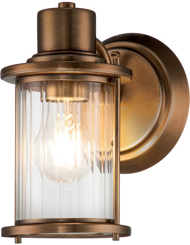 Elstead Quoizel Riggs Wandleuchte verwittertes Messing, IP44