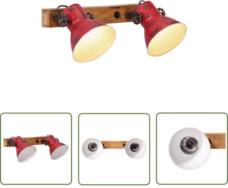 The Living Store Wandleuchte 25 W Rot 45x25 cm E27 - Industriel Stil - Wandleuchte - Eisenleuchter - Holzeleuchte - Wohn...