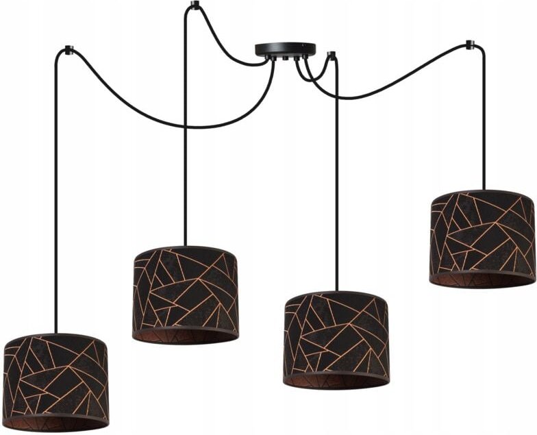 Decken-Hängelampe, Lampenschirm mit Spinnenmuster, Kupfer