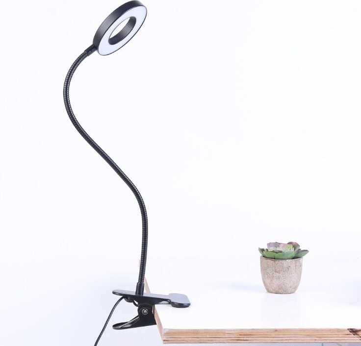 Schwarze USB-Klemmleuchte, 48 LEDs, 3 Farben, Leselampe fürs Bett, flexible Schwanenhals-Klemmleuchte, LED-Tattoo-Lampe ...