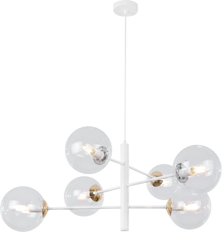 Vicenza Weissgold Hängelampe 6 Flache Klarlampe E14