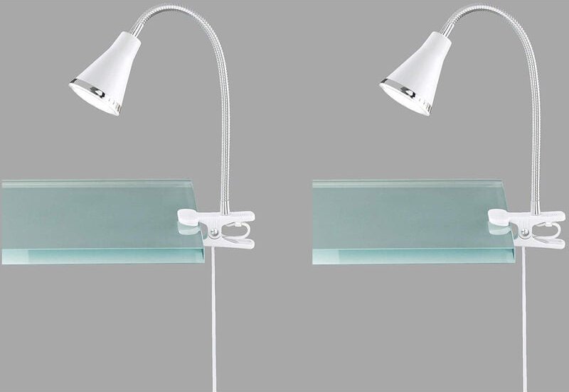 Reality Leuchten - led Klemmleuchten 2er set 1 flammige Kunststoff Schwanenhalslampe in Weiß