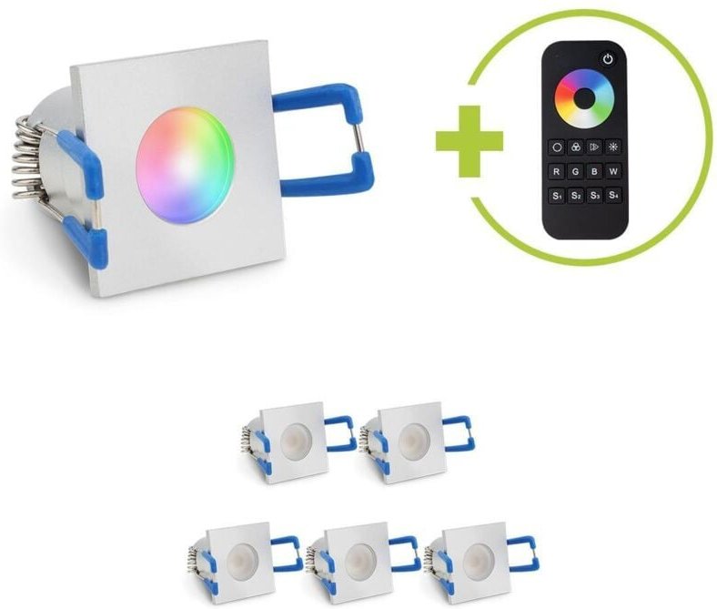 Einbaustrahler Mini Livorno eckig 3W RGBW IP65 - Farbe: silber - Anzahl: 6x