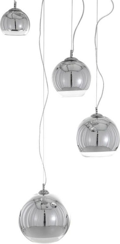Laurent - Moderne hängende Pendelleuchte Chrom 4 Licht mit Glasschirm, E27 - Italux