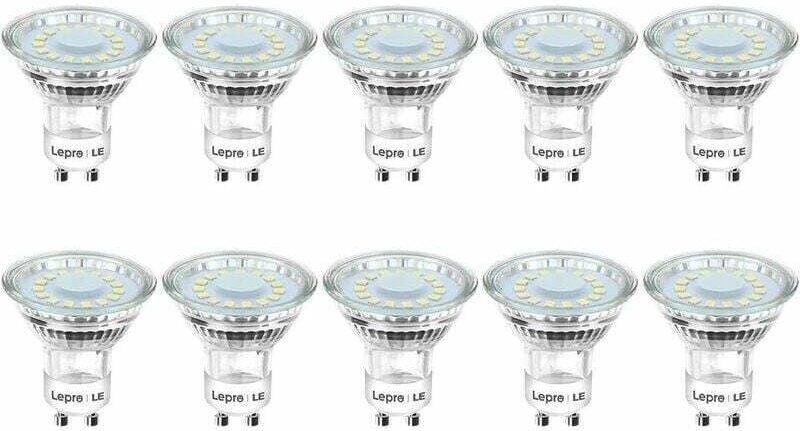 4-W-GU10-LED-Lampen, entspricht 50-W-Halogenlampen, 5000 k kaltweiße Beleuchtung, 325 lm Helligkeit mit einem breiten Ab...