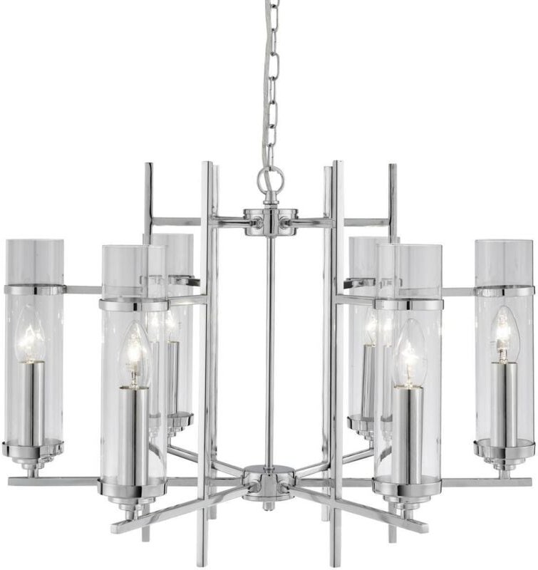 Searchlight Milo - 6 Light Multi Arm Deckenanhänger Chrom, Glas Sechs, E14