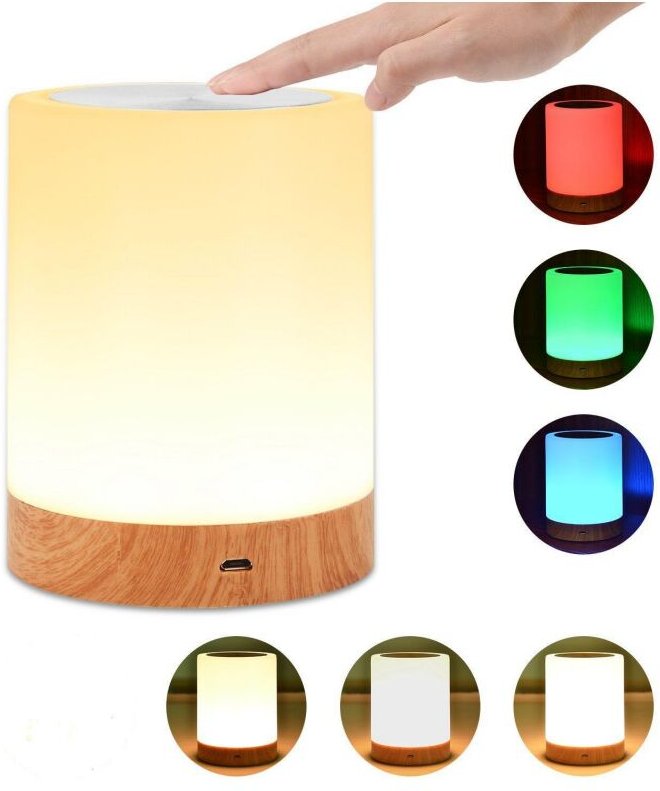 LED-Nachtlicht, wiederaufladbare Nachttischlampe mit Touch-Steuerung über usb mit 13 RGB-Farbwechsel-dimmbarer Tischlamp...
