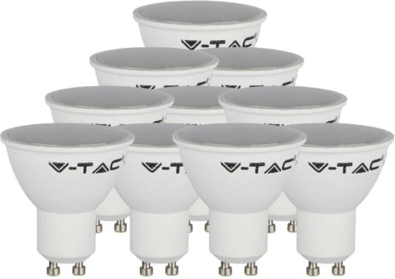 V-TAC LED-Strahler - GU10 - Linse 110° - IP20 - Milchig Weiß - 4.5W - 400 Lumen - 6500K - 10er-Pack