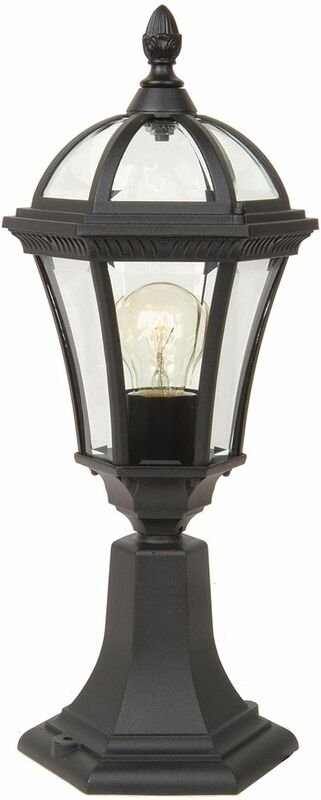 Wegeleuchte Hof Haus IP44 Schwarz E27 47,5 cm Glas Aluminium Rustikal