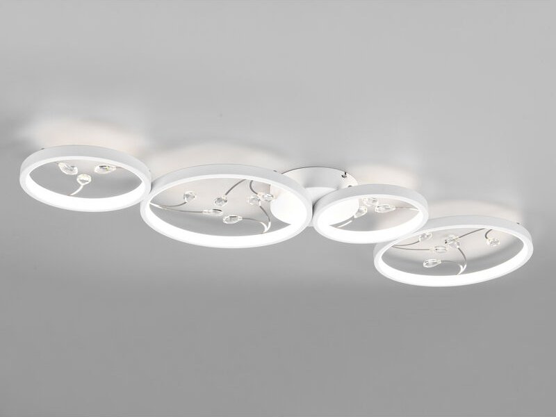 Trio Leuchten - Große led Deckenleuchte groovy Weiß mit 3 Stufen Dimmer, Breite 95cm