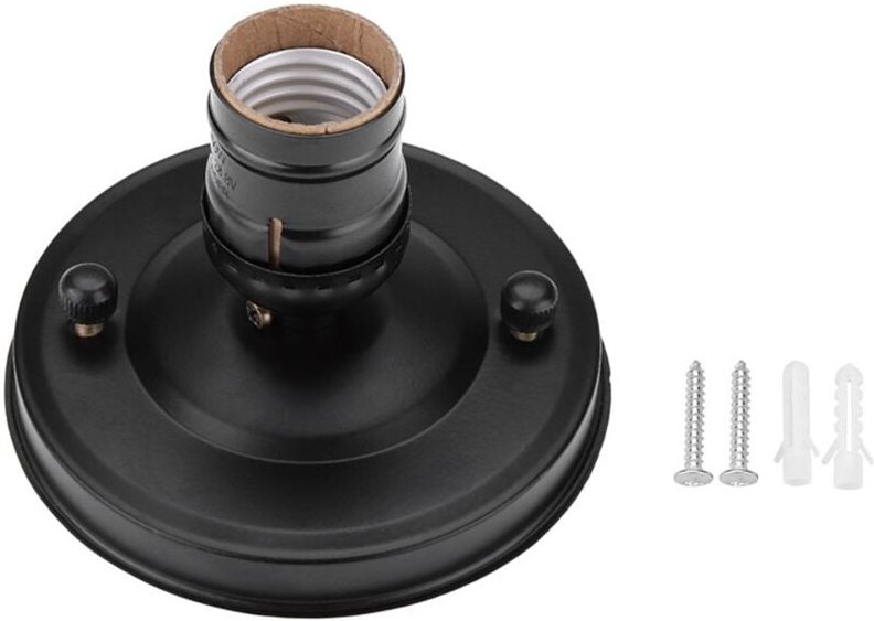 SUNXURY E26/E27 Vintage Industrielle Decken-/Wandleuchte Sockelhalter Pendelleuchte Glühbirne Schraubfassung Schwarz