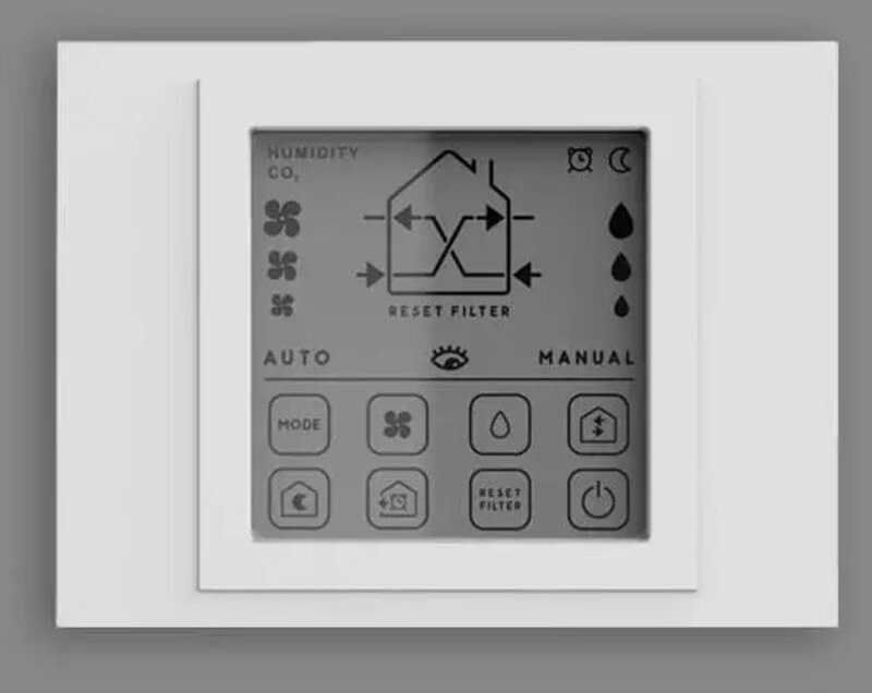 Wandsteuerung als Wandpanel von Südwind - wireless+ mit CO2-Sensor