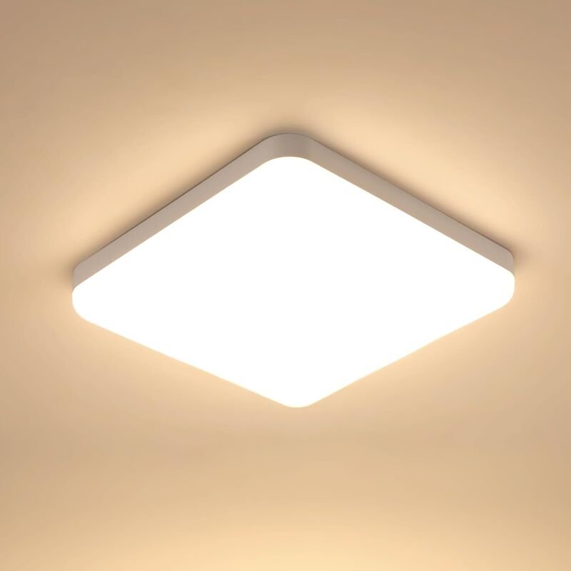 Goeco - led Deckenleuchte Warmweiß 3000K Quadrat 25x25cm Deckenleuchte für Badezimmer Wasserdicht IP54 Für Bad, Schlafzi...