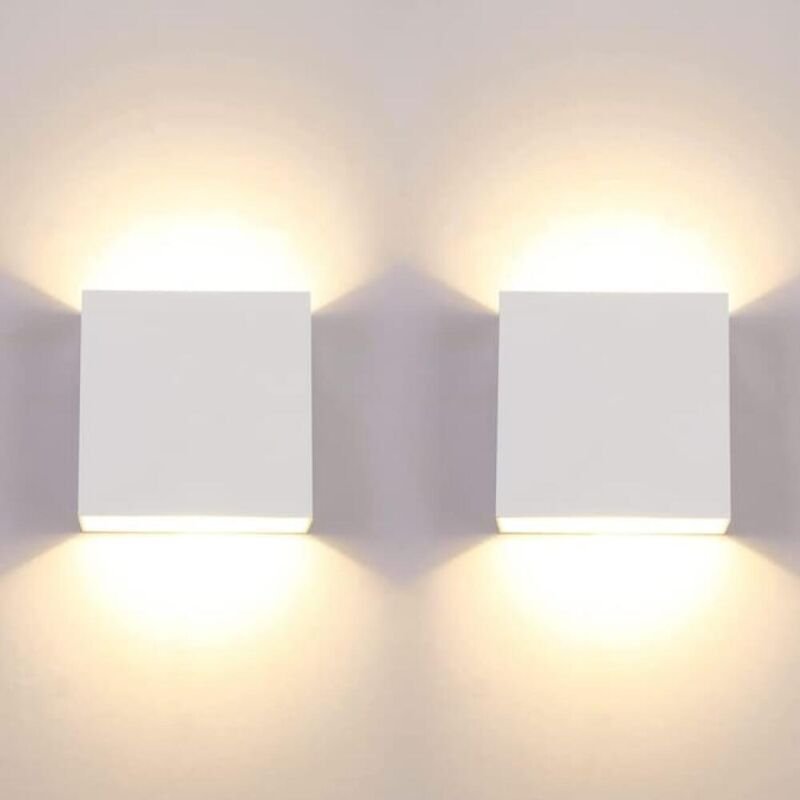 Set mit 2 modernen 12-W-LED-Wandleuchten für den Innenbereich, quadratische Wandleuchte 3000K, Schlafzimmer