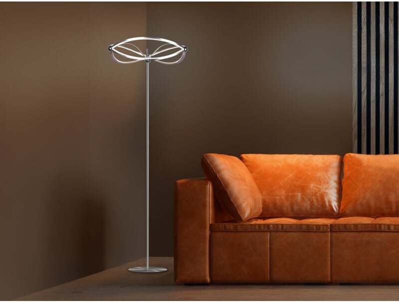 Moderne led Stehlampe charivari Silber matt, Höhe 175cm