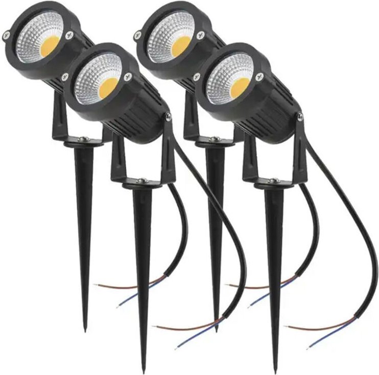 Jalleria - 4PCS Außenbeleuchtung cob 5W 220V IP65 Wasserdichter LED-Flutlicht-steuerbarer Strahler Gartenlicht für Weg, ...