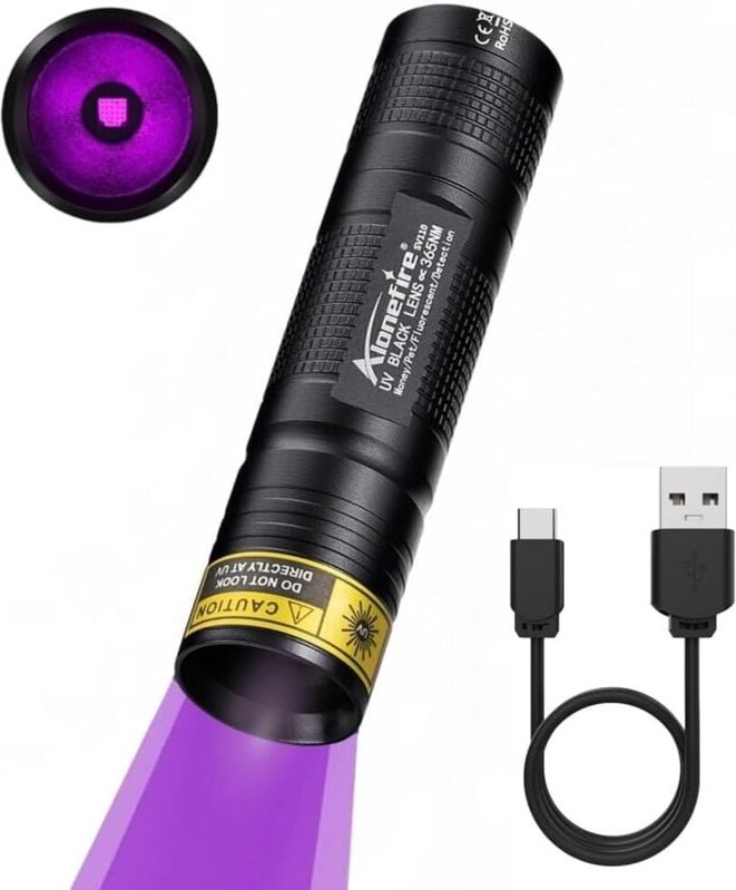 SV110 UV-LED-Taschenlampe (365 nm), klein, USB-C-aufladbar, Mini-Ultraviolett-Schwarzlicht, Urindetektor für Harz, Angel...