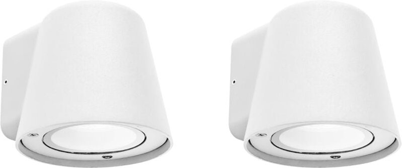 Cone - 2 Apliques de Pared Exterior de 1 Foco GU10 con IP44 de Color Blanco