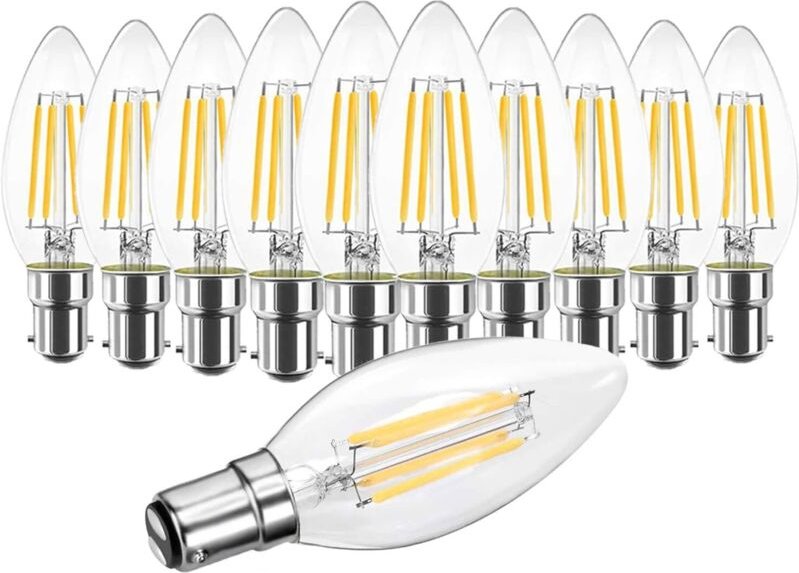 10 x 4 W C35 B15 LED-Glühbirne, nicht dimmbar, Kerzenglühbirne, 2700 K Warmweiß, entspricht 40 W Glühlampe, 360-Grad-Win...