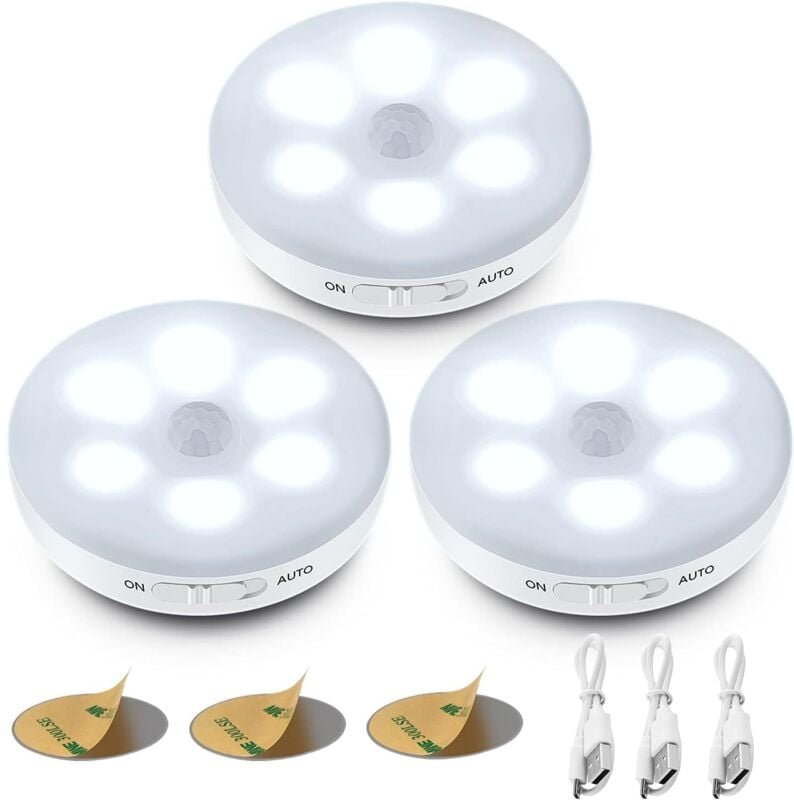 Automatisches LED-Nachtlicht, Bewegungsmelder-Innenleuchte, kabellose LED-Leuchten, 3 Modi (Auto/Ein/Aus), LED-Schrankle...