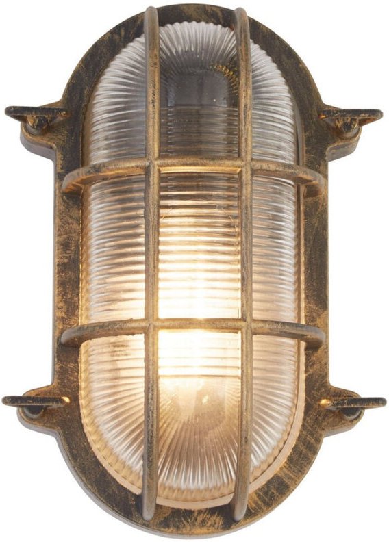 Bulkhead Außenleuchte, Schwarz-Gold-Aluminium, IP44