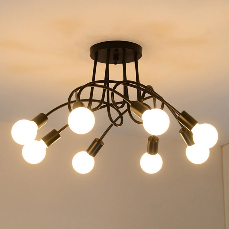 8 Flammig Deckenleucht Industrielle Vintage Deckenleuchte E27 Metall Kronleuchter für Wohnzimmer, Flur, Cafét, Bars (Sch...
