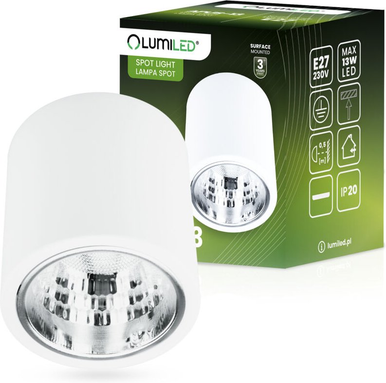 Feste Deckenleuchte, Aufputzmontage, rund, APUS 13 Spot, TUBA, Weiß, E27