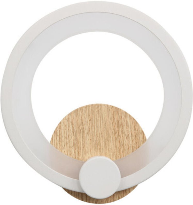 Wandleuchte Sydney 10w 4000k weiß/helles holz 19,5x19x 5 cm 1300lm