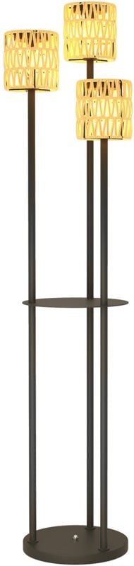 Outsunny Solar Stehlampe Rattan Solarlampen mit Lichtsensor 3 Lichte Regal Solarleuchte im Boho-Stil IP44 Wasserdichte S...