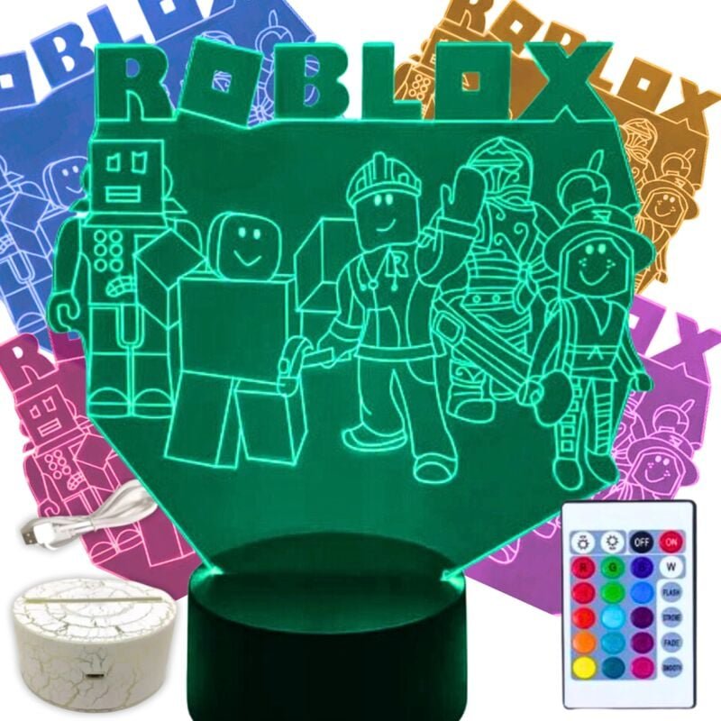 Roblox Crew Nachtlicht-Schreibtischlampe für Kinder mit 3D-LED-Hintergrundbeleuchtung + Fernbedienung