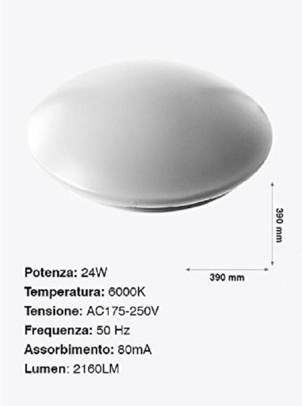 Trade Shop Traesio - Trade Shop - deckenleuchte led-spotlight 24W rundes panel 2160LM 39CM modernes design -