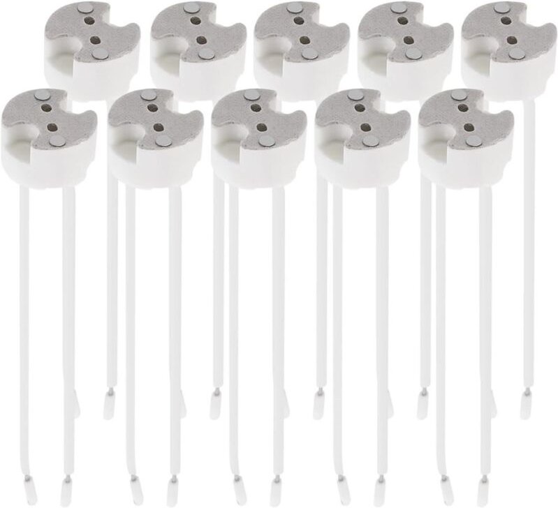 10x GU5.3 Fassung mit 12V Kabel - MR16 Bauform - 0,5mm² Kabeldurchmesser - Keramik Sockel - GU 5.3 Fassungen Set Halogen...