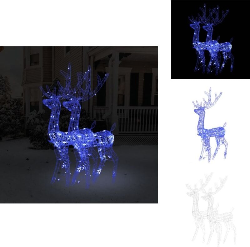 LED-Rentiere 2 Stk. Acryl 120 cm Blau - LED-Dekoration - Weihnachtsdeko - Rentierfigur - Outdoor-Beleuchtung - Indoor-Be...